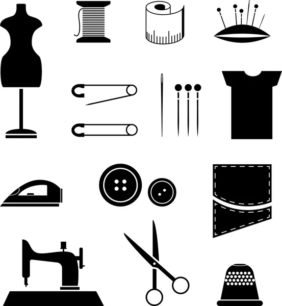 Set van naaien pictogrammen — Stockvector