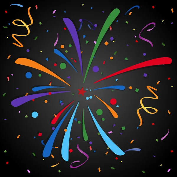 Feux d'artifice et confettis de fête — Image vectorielle