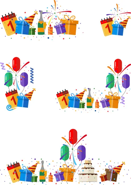 Conjunto de elemento Feliz Cumpleaños — Vector de stock