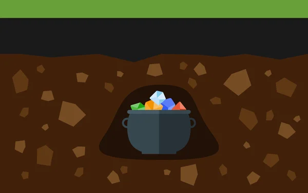 Pot avec pierres précieuses — Image vectorielle