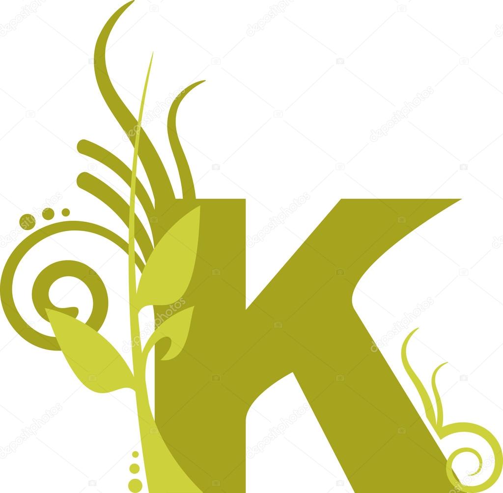 Floral letter K from the alphabet