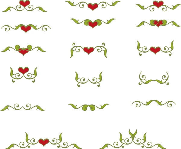 Elementos florales del corazón — Vector de stock