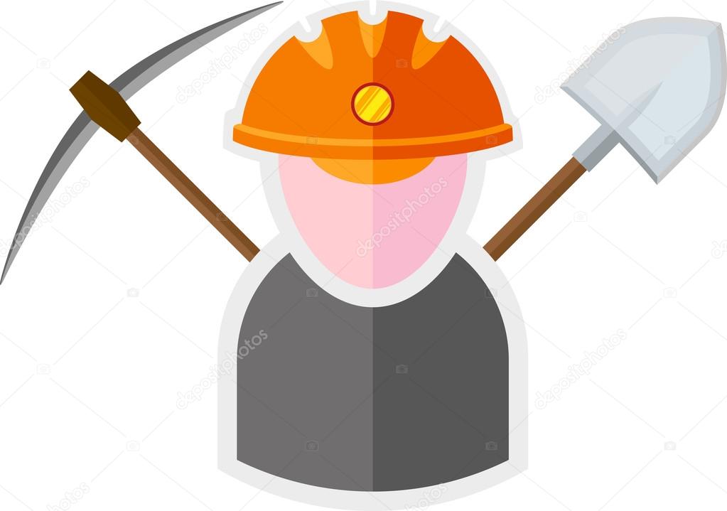 Flat image of miner with tools