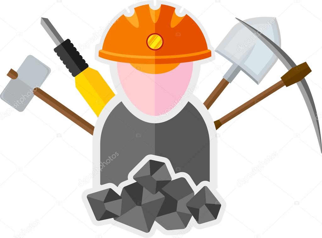 Flat image of miner with tools