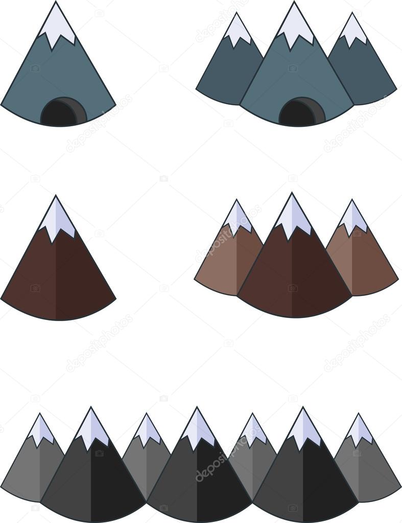 Set of flat mountains icon