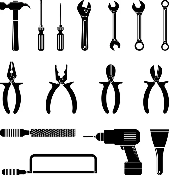 Icono de herramientas negras — Vector de stock