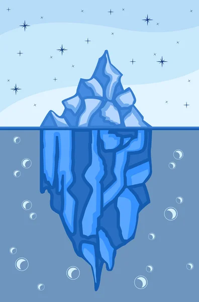 Iceberg con mar y cielo — Vector de stock