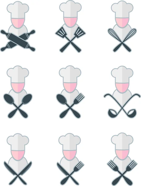 Conjunto de icono de cocinero — Vector de stock