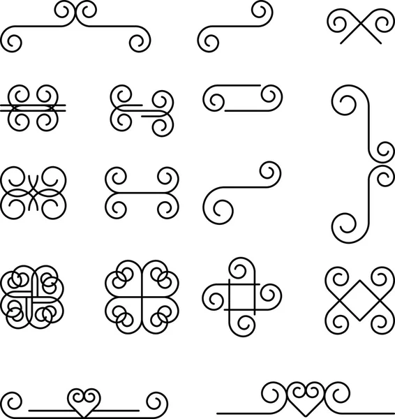 Linear swirl symbols — Stock Vector