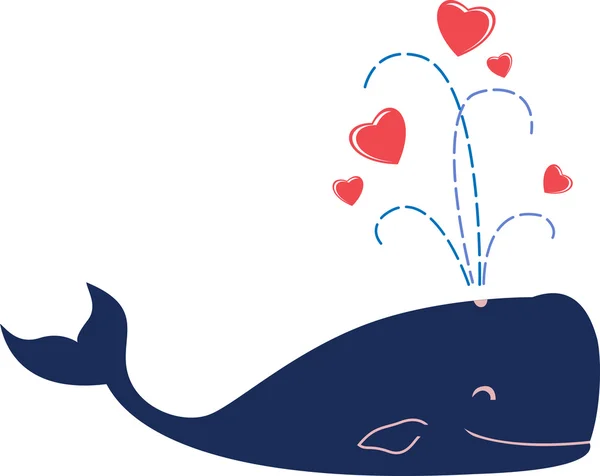 Flat love whale — Stock Vector
