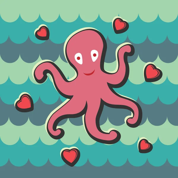 Love octopus background — Stock Vector