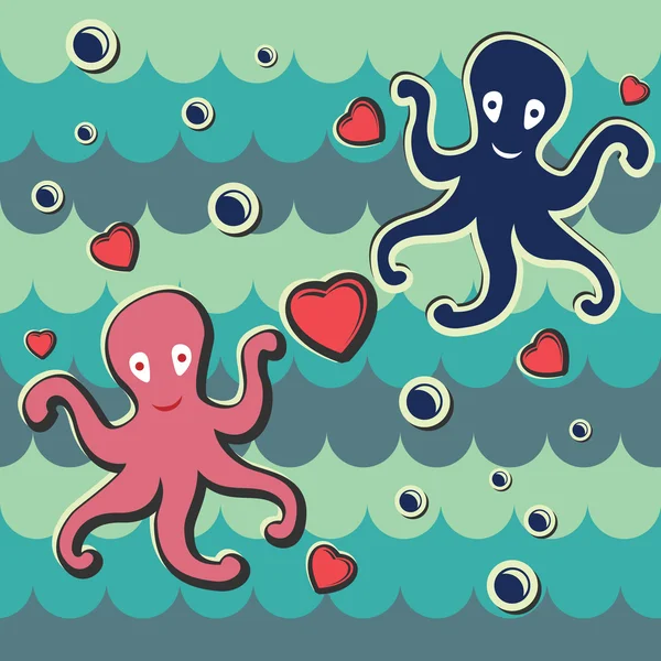 Love octopus background — Stock Vector