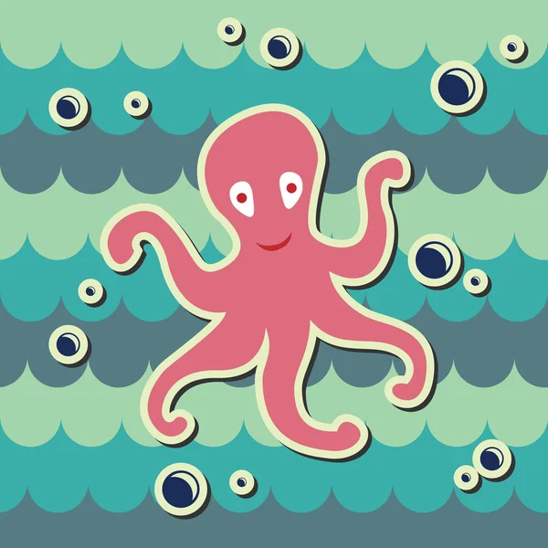 Octopus on sea background — Stock Vector