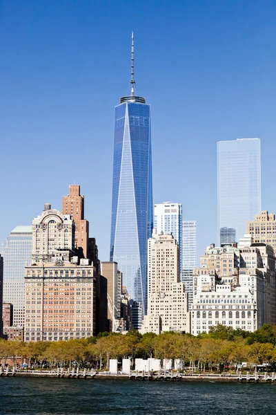 De New York City Downtown w de Freedom tower 2014 — Stockfoto