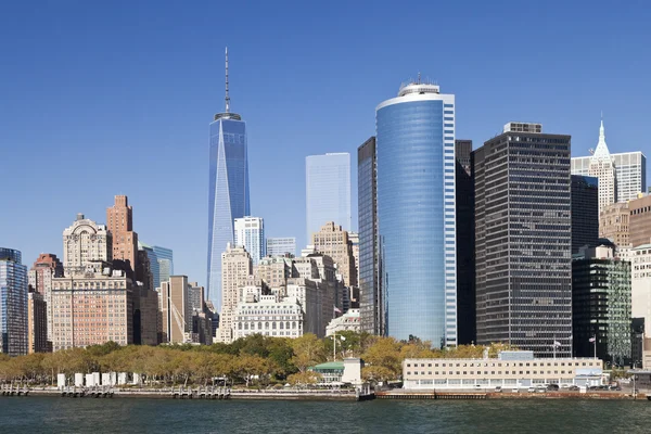 De New York City Downtown w de Freedom tower 2014 — Stockfoto