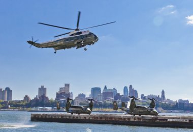 NEW YORK CITY, USA, Sikorsky VH-3D and MV-22 Osprey clipart