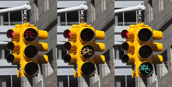 Oświetlenie rowerowe na rozdrożu w Nowym Jorku — Zdjęcie stockowe