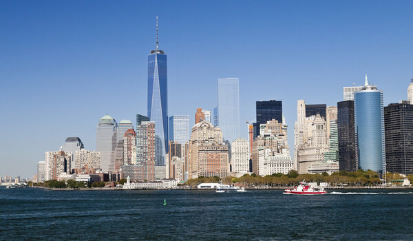 New York, USA - Panorama and One World Trade Center