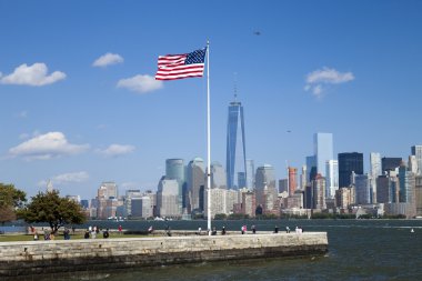New York City, One World Trade Center and Ellis Island clipart