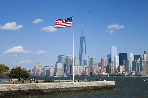 New York City, One World Trade Center a Ellis Island — Stock fotografie