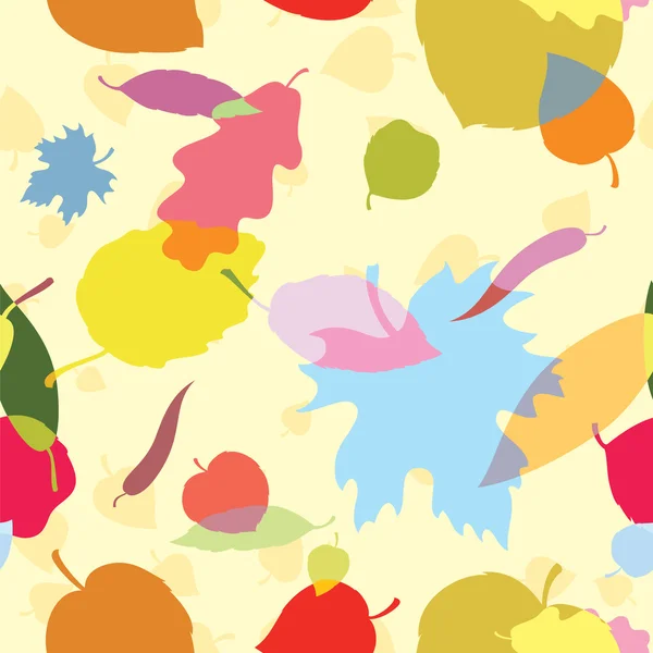 Осінній безшовний візерунок з різнокольоровими листям — стоковий вектор