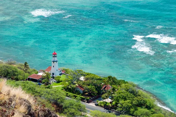 Vista aérea do farol de cabeça de diamante com oceano azul em backg — Fotografia de Stock