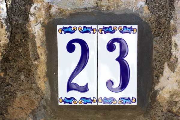 House number 23, made in ceramic and hand painted — Stock Photo, Image