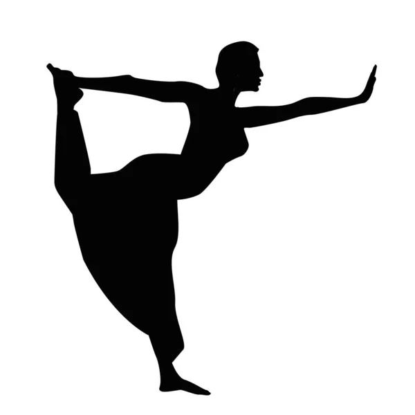 Иллюстрация изолированного силуэта девушки, практикующей йогу — стоковый вектор
