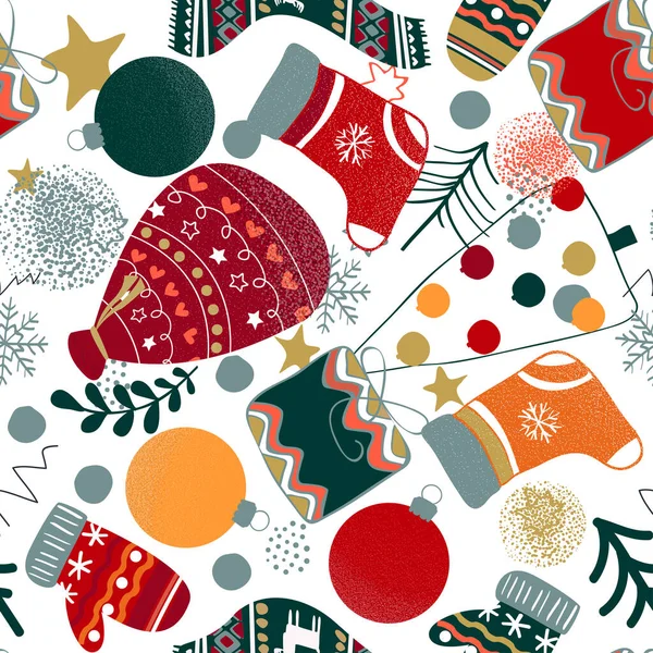 Merry Christmas and Happy New Year 2021 seamless pattern background — Stock Vector