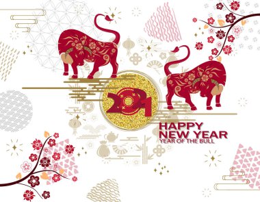 Mutlu Çin Yeni Yılı 2021 Öküz Çince Çeviri Öküz ile geleneksel arka plan