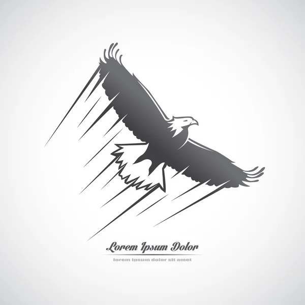 Icono con un águila volando . — Vector de stock