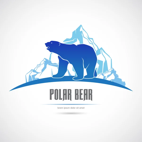 Icono con un oso polar en un iceberg . Ilustración de stock