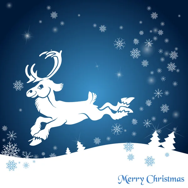 Christmas background with snowflakes and reindeer. — Stock Vector