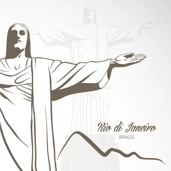 Statue of Jesus Christ in Rio de Janeiro. Vector. — Stock Vector