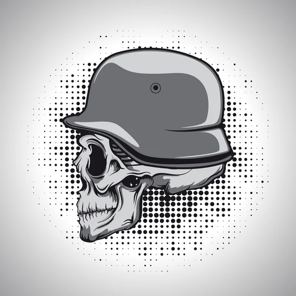 Crâne dans le casque d'un soldat . — Image vectorielle