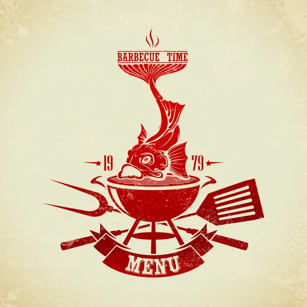 Vintage BBQ Grill Petrecere — Vector de stoc