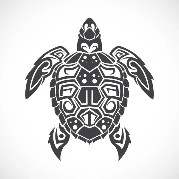 Turtle in a tribal on a white background. — Stock Vector