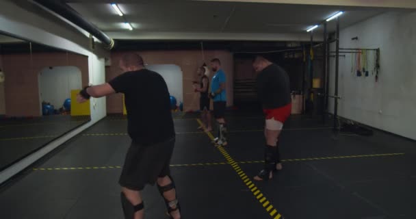 Boxers Warming Indoor Gym — Stock Video