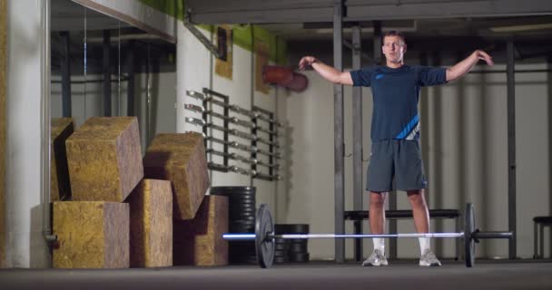 Empurre Homem Apto Fazendo Exercício Braço Exercitando Exercício Peso Corporal — Vídeo de Stock