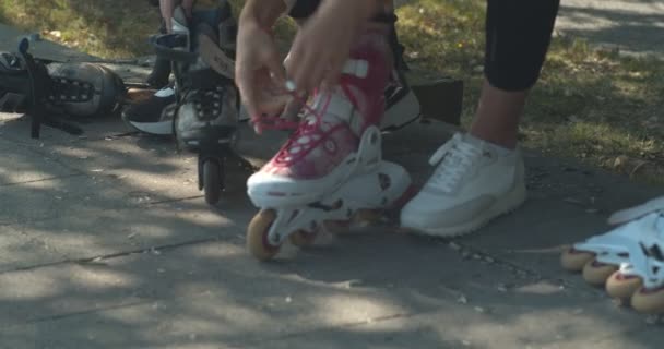 Girls Hanging Out Together Park — Stock Video