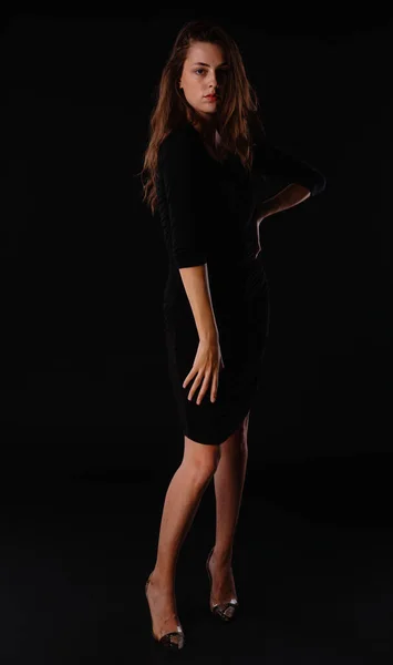 Studio Body Shot Trendy Young Woman Wearing Modern Skirt — Stock Photo, Image