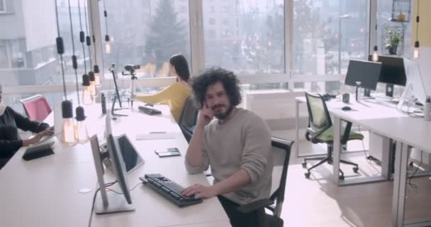 Jeunes Diverses Origines Ethniques Travaillant Dans Bureau Moderne Pendant Journée — Vidéo gratuite