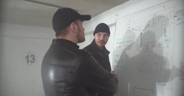 Infractorii Plănuiesc Jaf Garaj — Videoclip de stoc