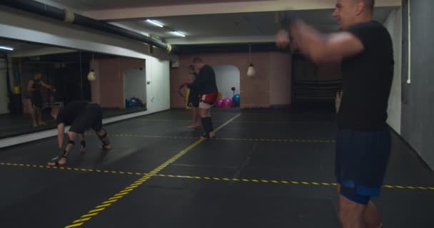 Kick Boxers Practicing Gym — Stock Video