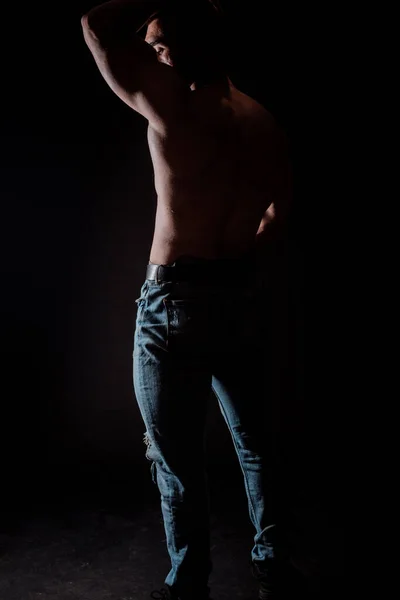 Portrait Physically Fit Man Showing His Well Trained Body — Stock Photo, Image
