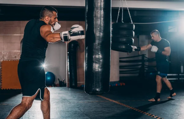 Portrét Odhodlaný Profesionální Boxer Připravovat Boj Školení Výcviku — Stock fotografie