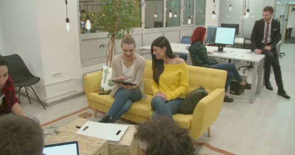 Jonge Collega Gesprek Een Project Kantoor — Stockvideo