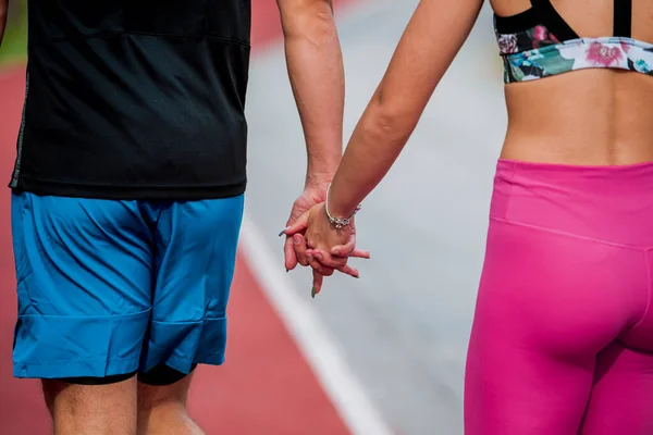 Mãos Casal Amoroso Conceito Amizade Amor Par Mãos Que Seguram — Fotografia de Stock