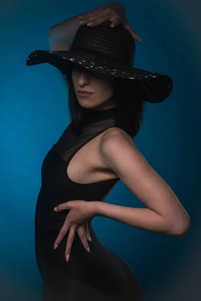 Attractive Sseductive Woman Posing Her Hat Set — Stock Photo, Image