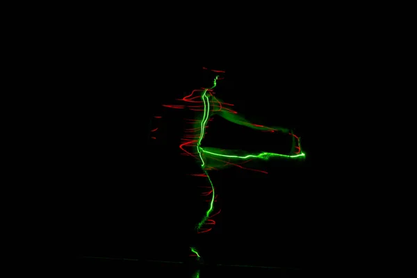 Forma Performer Danza Contemporanea Uno Spettacolo Laser Danza — Foto Stock